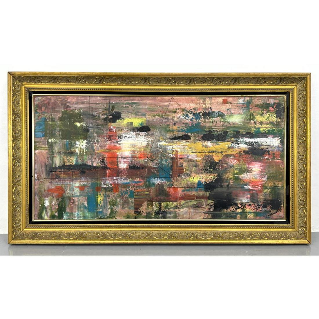 DENNIS SAKELSON Modernist Abstract Painting. Colorful Palette. Thick Impasto Paint. Bucks County Mod: DENNIS SAKELSON Modernist Abstract Painting. Colorful Palette. Thick Impasto Paint. Bucks County Modern Artist; Signed. Dimensions: H: 24 inches: W: 48 inches ---