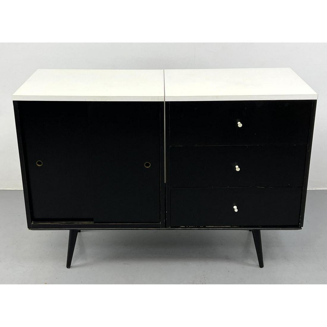 3pc PAUL McCOBB Planner Group Ebonized Cabinets. Two Cabinets with White Laminate Tops: One with Sli (1 of 10)