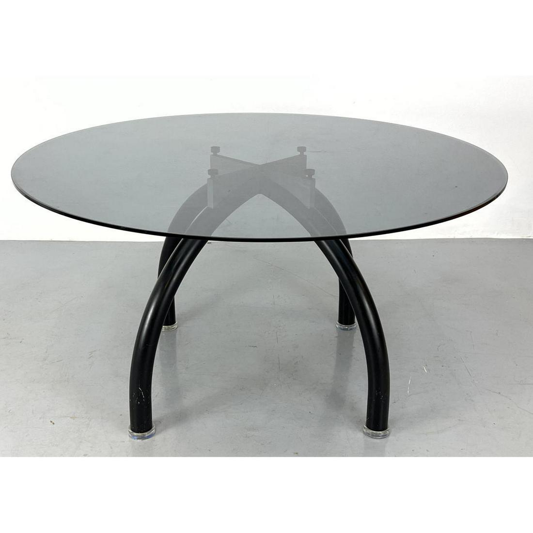 1980s Memphis Spyder Dining Table Ettore Sottsass for Knoll Unmarked Topaz Glass Top (1 of 9)