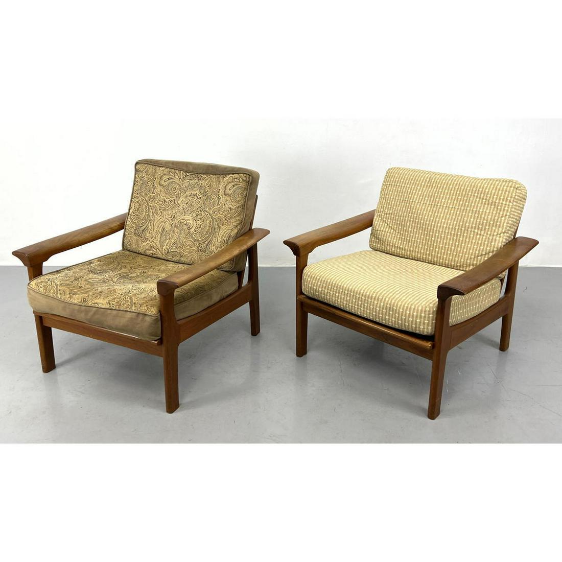 Pair Danish Modern Teak Lounge Chairs. Wide Arms. (1 of 14)