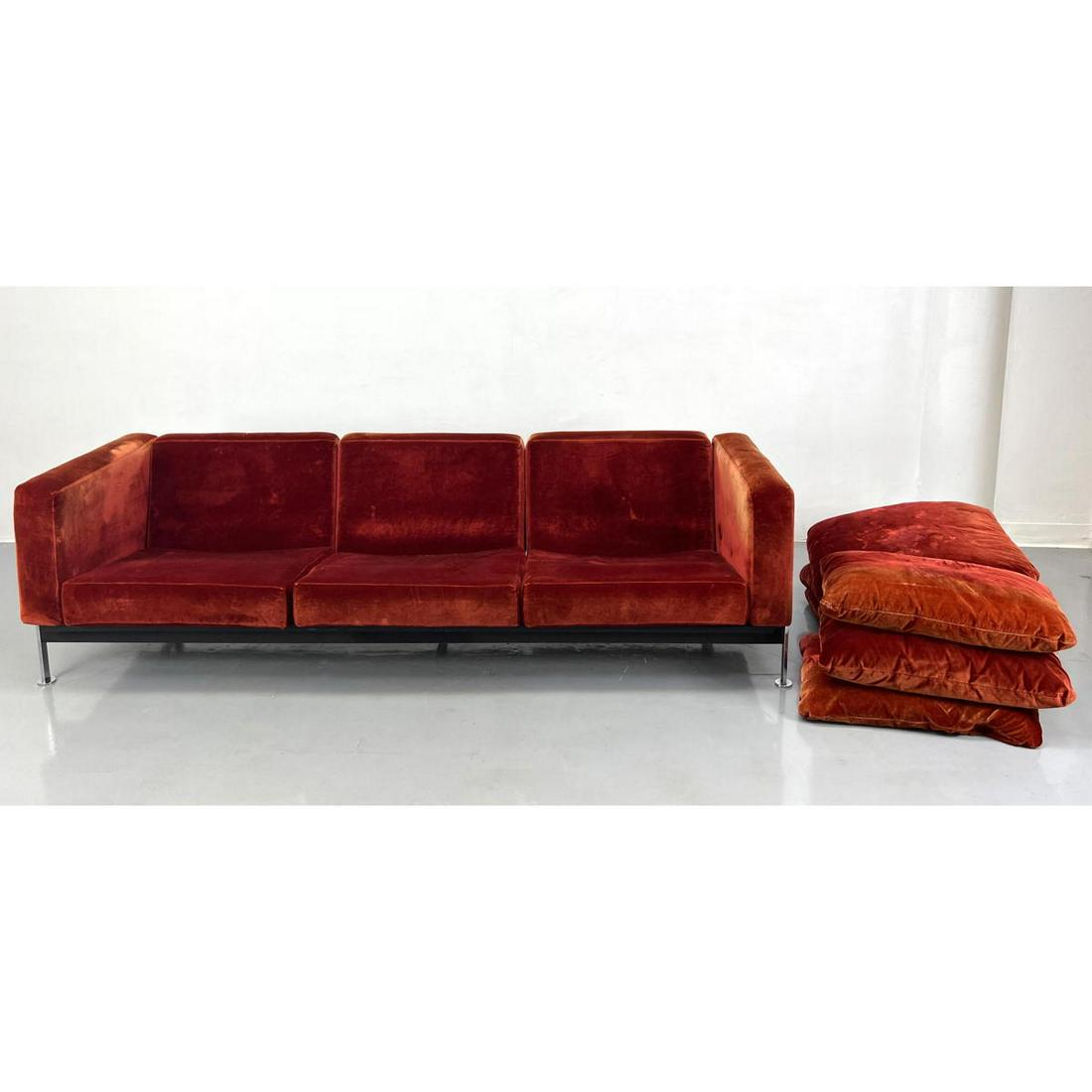 ROBERT HAUSSMANN Sofa Couch. Stainless Steel Frame. extra cushions not sure placement. (1 of 14)