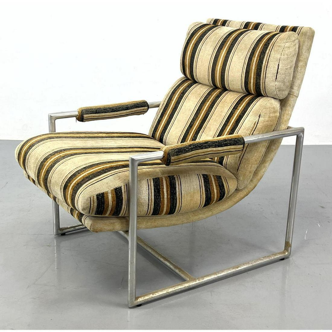 70s Aluminum Frame Sling Lounge Chair with Segmented Upholstery (1 of 9)