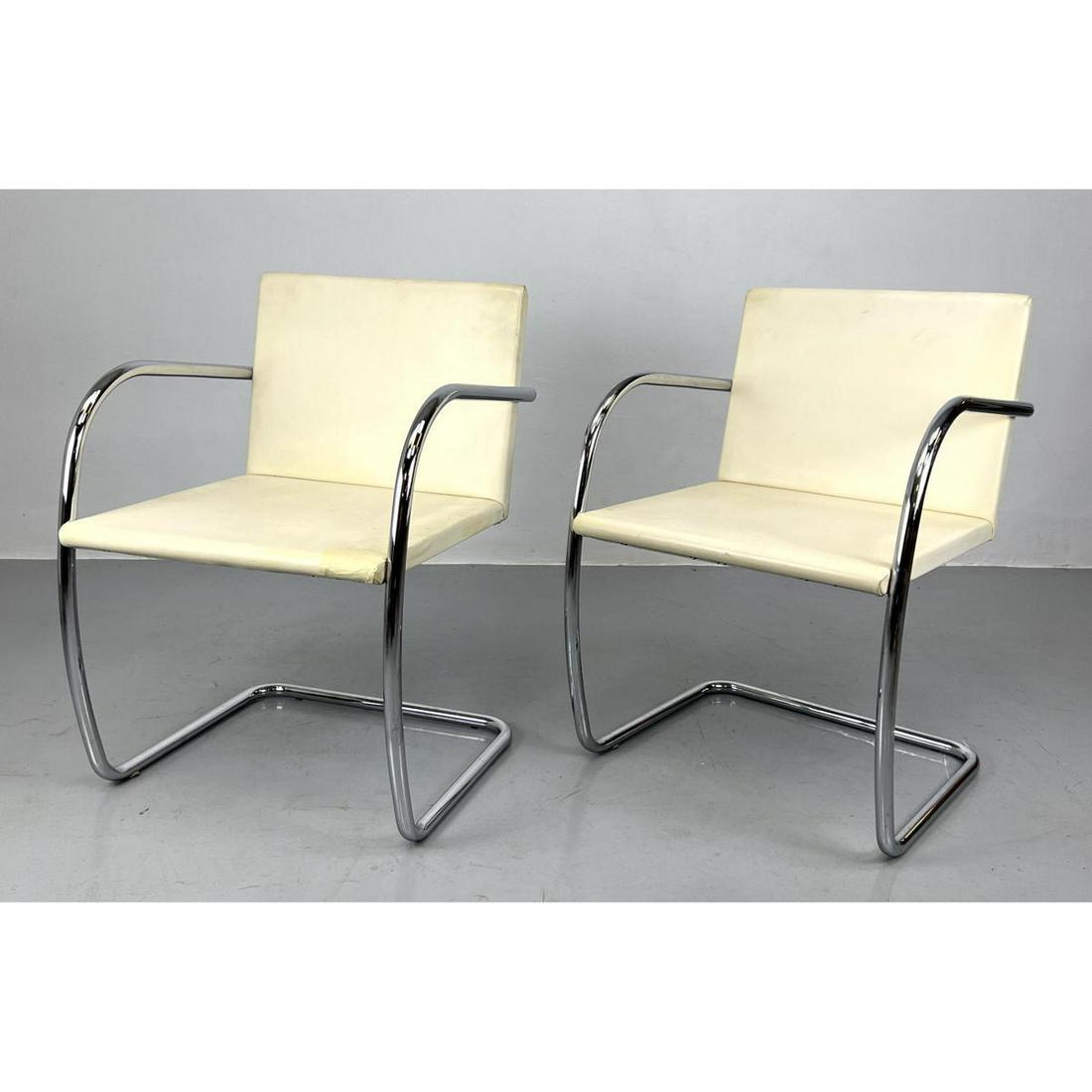 Pair KNOLL Chrome Frame Arm Chairs. BRNO Style. (1 of 11)