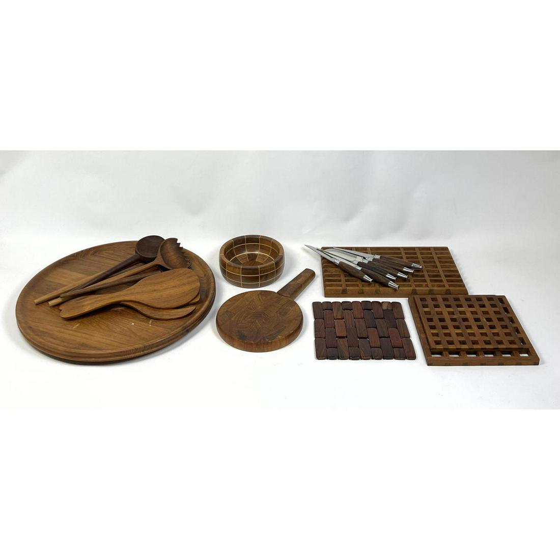 Mid Century Modern Serving Objects. Dansk pieces, and assorted trivets: Mid Century Modern Serving Objects. Dansk pieces, and assorted trivets Dimensions: H: 16 inches: W: 16 inches ---
