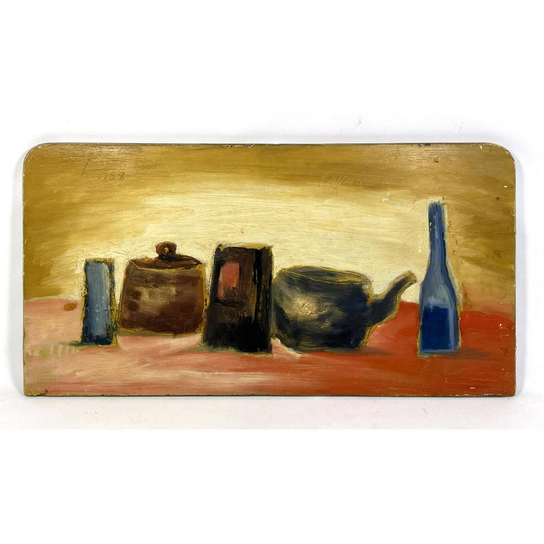 GIUSEPPE NAPOLI Painting. Still Life with Bottles. "Natura Morta" 1958. Not framed (1 of 12)