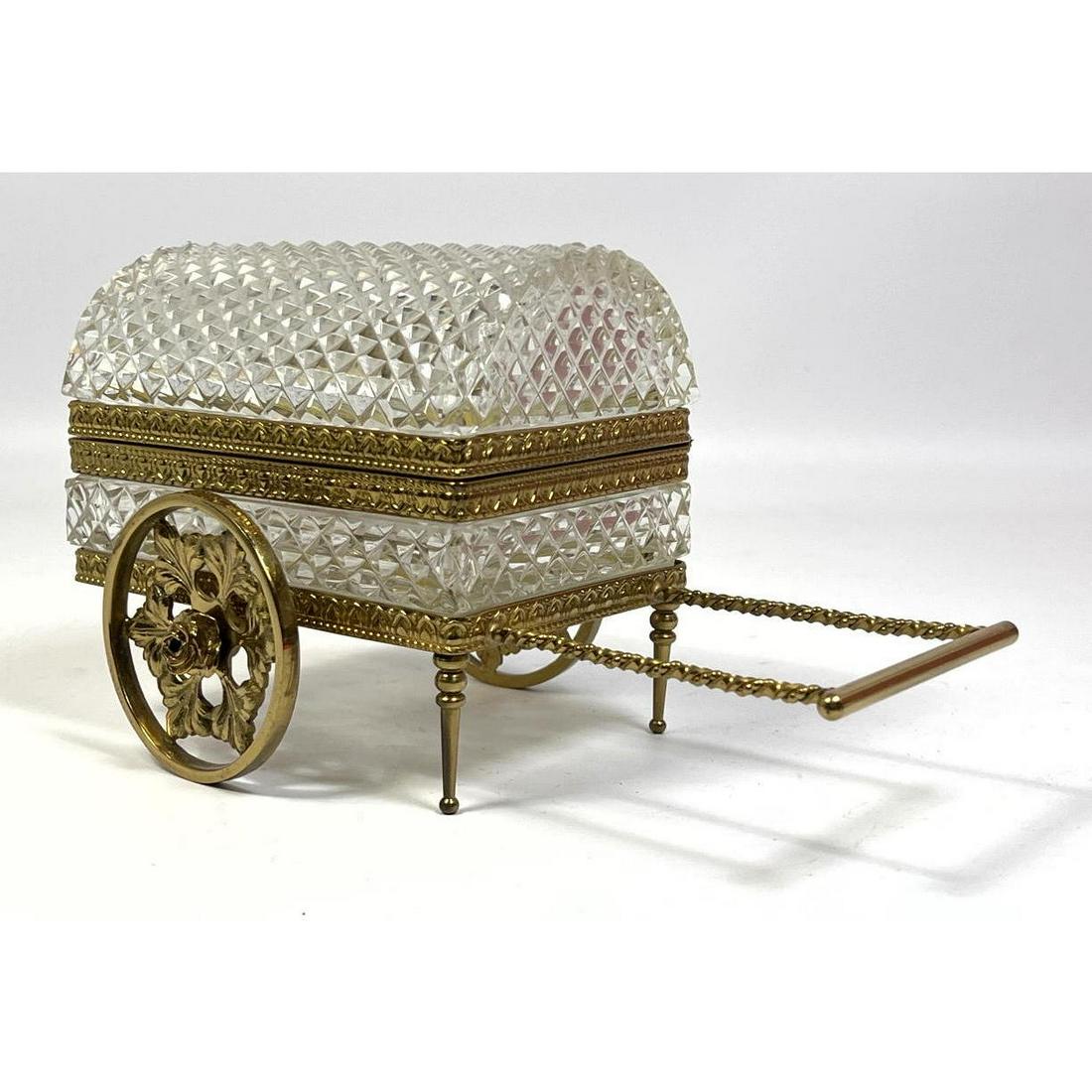Crystal and Brass Dresser Box Casket on Wheels. Probably Italian. (1 of 7)