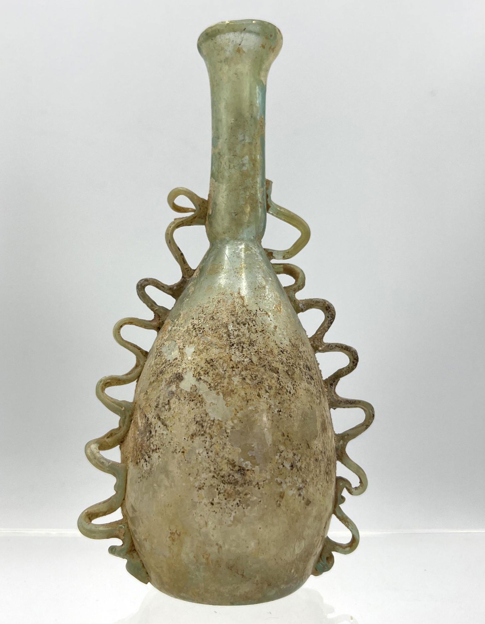 Ancient Roman glass vase with Applied loop decoration, green (1 of 11)