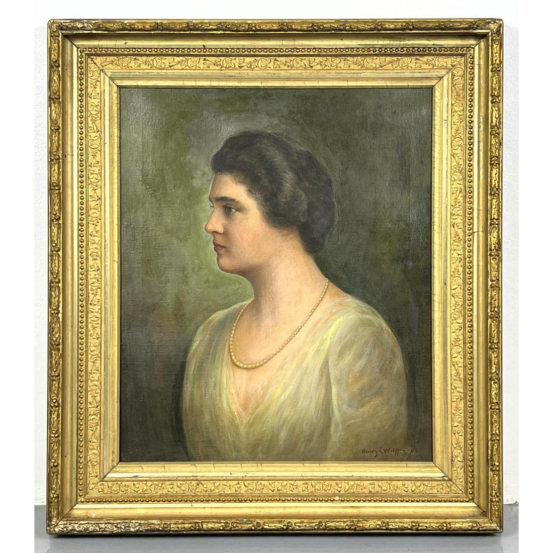Henry L Wolff Oil portrait of Mrs Henry Wolff by early 20th century established NYC portrait artist, (1 of 8)
