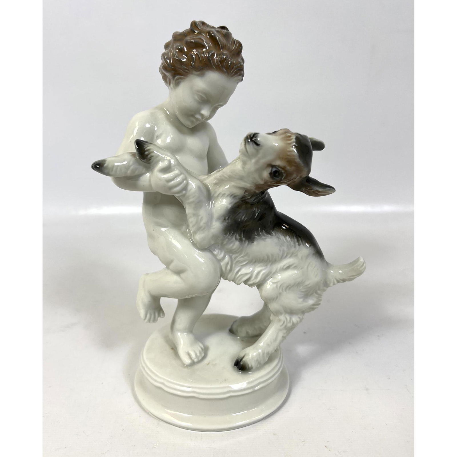 ROSENTHAL Germany Porcelain Figural Group. Child with Lamb. Marked. Signed MHF. (1 of 7)