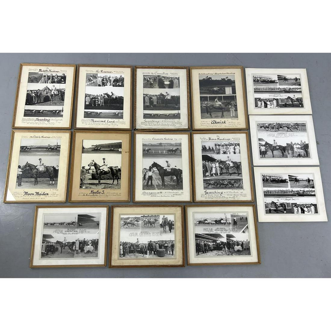 14pc Framed Photographs of Race Horses. Horses and Riders Identified. Some race histories. (1 of 12)