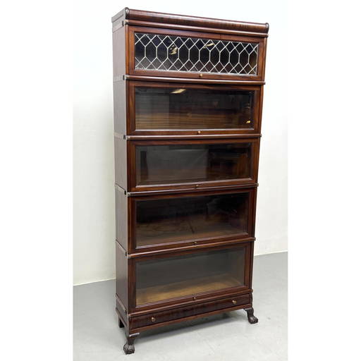 5 Part Macey Mahogany Barrister's Bookcase. Stackers. Top Stack With