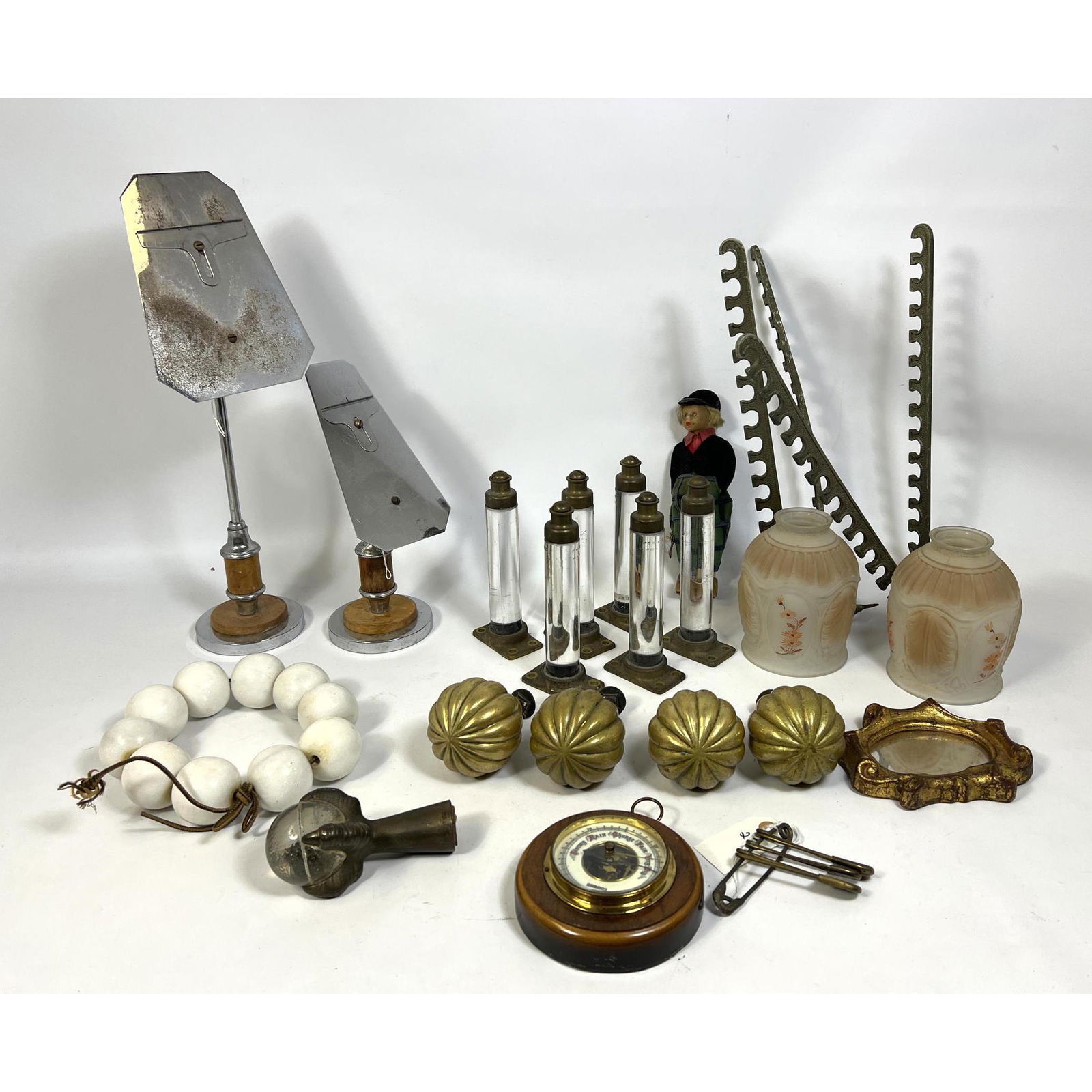 Mixed Shelf Lot. LENCI Italy Felt Doll with Clogs. Has Lenci Torino label. Two ART DECO Chrome store (1 of 16)