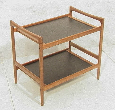 Danish Teak Bar Table. DYRLUND. Missing wheels. M: Danish Teak Bar Table. DYRLUND. Missing wheels. Marked.-- Dimensions: H: 26 inches: W: 29.5 inches: D: 19.5 inches --- Condition (General): Surface scratches and dings. Please contact us with specific