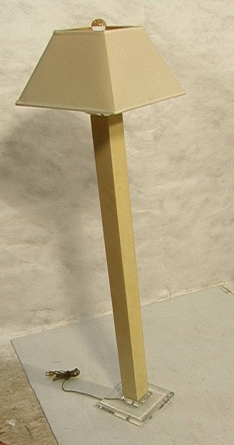 CARL SPRINGER style Floor Lamp. Lucite with Faux: CARL SPRINGER style Floor Lamp. Lucite with Faux Bone Ivory Square Column. Terrazzo style column. unmarked.-- Dimensions: H: 62 inches --- Condition (General): Very Good Condition. Please contact us w