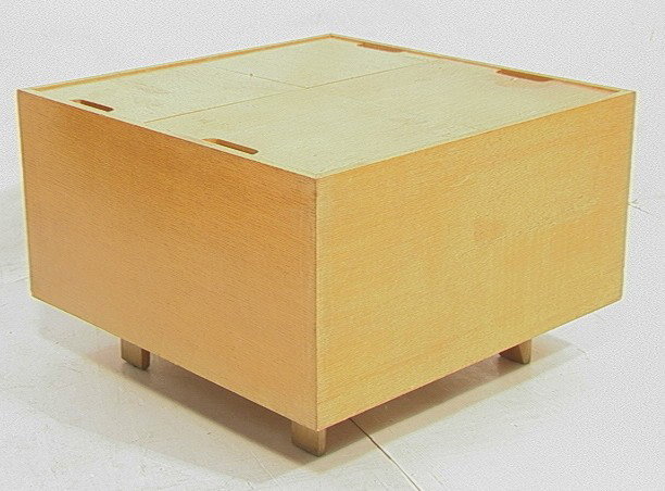 GEORGE NELSON Herman Miller storage cube Table. L: GEORGE NELSON Herman Miller storage cube Table. Lift Open Top.-- Dimensions: H: 22.5 inches: W: 34.25 inches: D: 34.25 inches --- Condition (General): Lots of wear to finish. Veneer losses. Please con