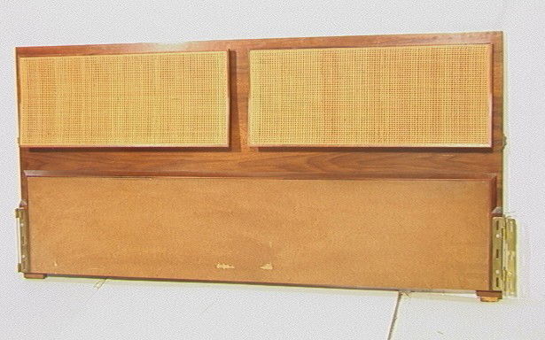 Paul McCobb Calvin Headboard with Cane Fronts. A: Paul McCobb Calvin Headboard with Cane Fronts. Angled design. Brass Accents.-- Dimensions: H: 38 inches: W: 78 inches --- Condition (General): Very Good Condition. Please contact us with specific ques