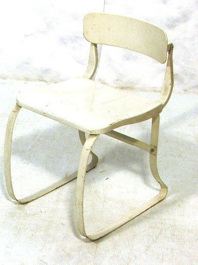 Industrial Metal Ironrite Health Chair Classic Mo: Industrial Metal Ironrite Health Chair Classic Modernist Design. Labeled. Herman Sperlich Art Deco.-- Dimensions: H: 26.5 inches: W: 15.5 inches: D: 19 inches --- Condition (General): Some loss to pai