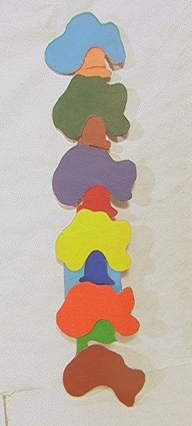 Stuart Egnal Oil Painting on Cardboard Sculpture.: Stuart Egnal Oil Painting on Cardboard Sculpture. Wall Totem. Philadelphia Artist. STUART M. EGNAL (Philadelphia Artist), 1940-1966. In a life too brief, Mr. Egnal created art passionately and prolifi