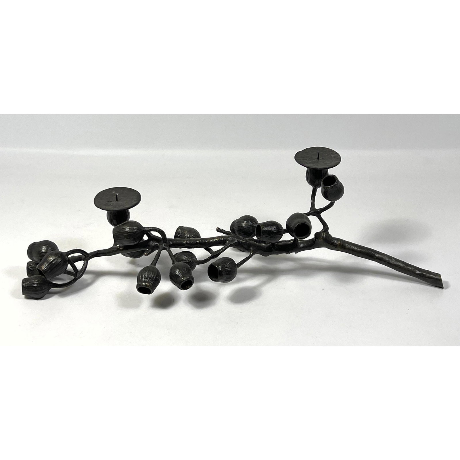 MICHAEL ARAM Black Metal Branch, Pod Candleholder Candelabra. Designer Modernist Metalware. Signed. (1 of 8)