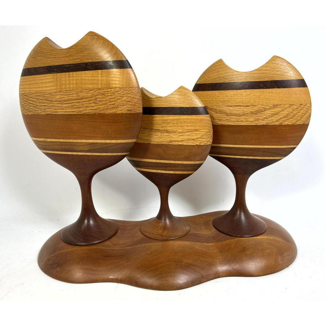 J. CLYDE HALL American Studio Craft Wood Sculpture bud vase. (1 of 8)