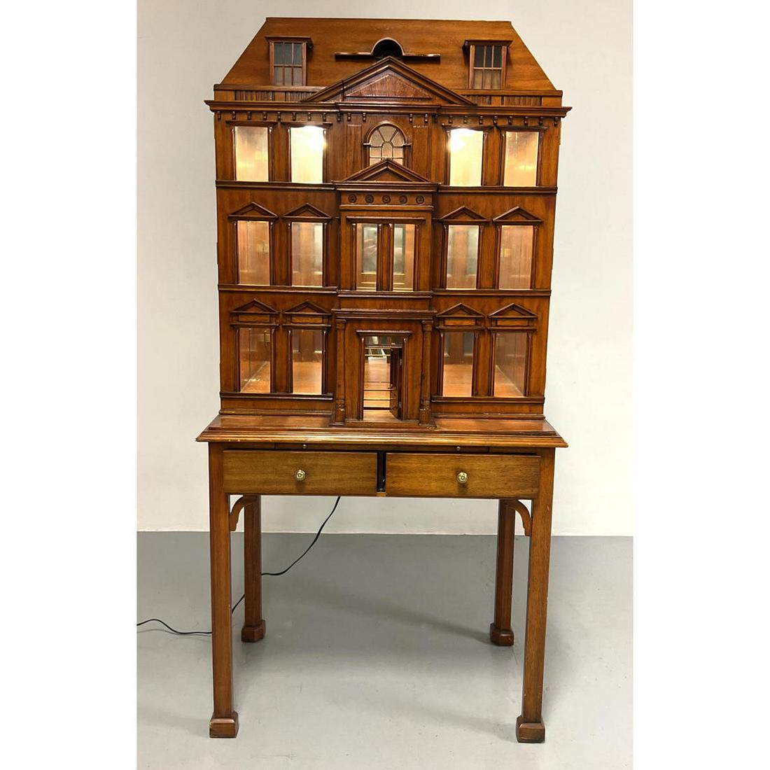 MAITLAND SMITH Doll House Form Cabinet on Desk Stand. Light up interior with mirror back and glass s (1 of 18)