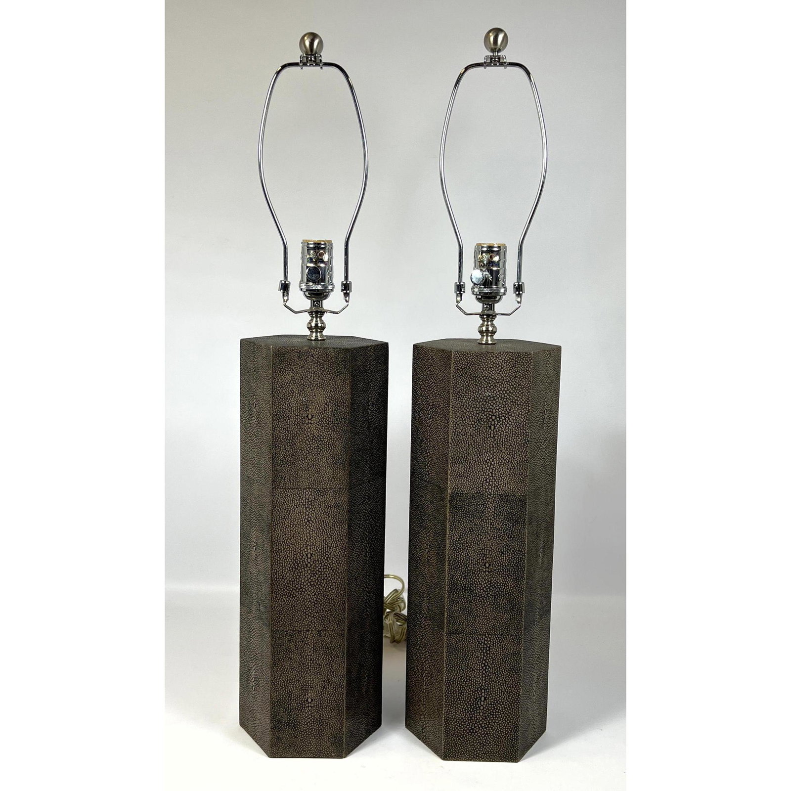 Pair Contemporary Faux Shagreen Table Lamps (1 of 8)
