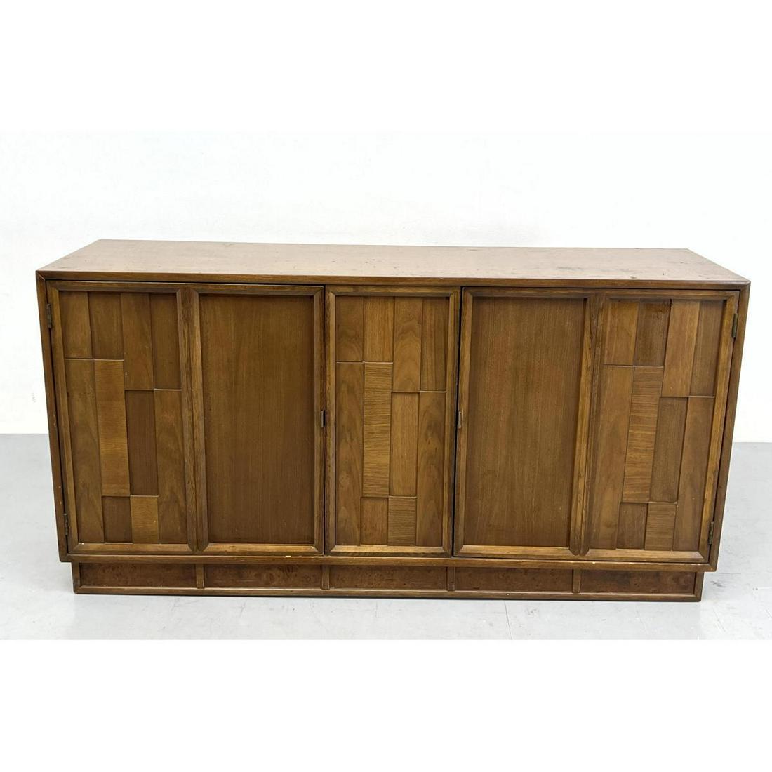 KROEHLER American Modern Walnut Credenza. Block panel door fronts. Marked.: KROEHLER American Modern Walnut Credenza. Block panel door fronts. Marked. Dimensions: H: 31 inches: W: 60 inches: D: 18 inches --- We offer curbside delivery to NYC, Manhattan, Close Brooklyn, Hoboke