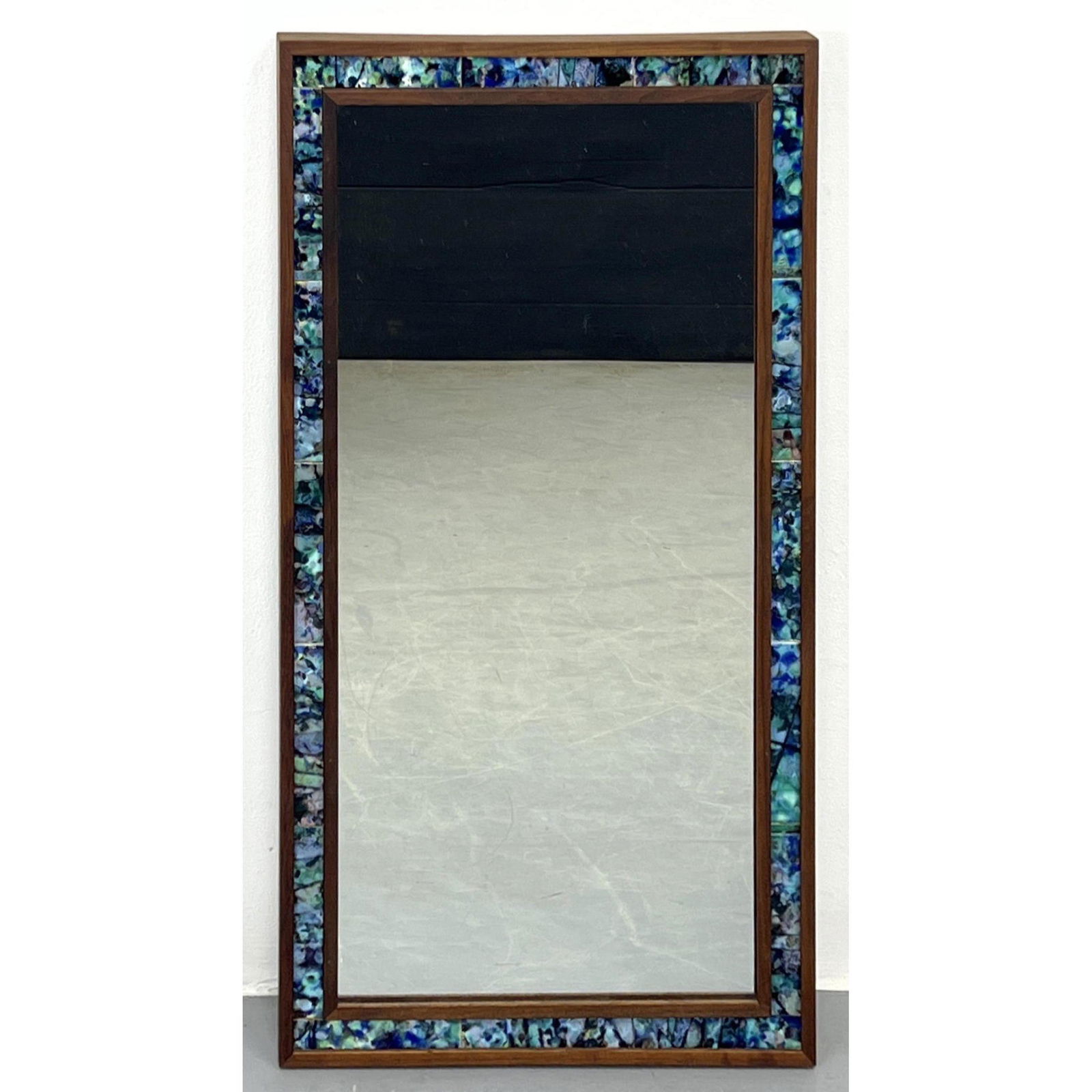 Modernist Glazed Tile and Walnut Framed Wall Mirror. Mid Century Modern (1 of 9)