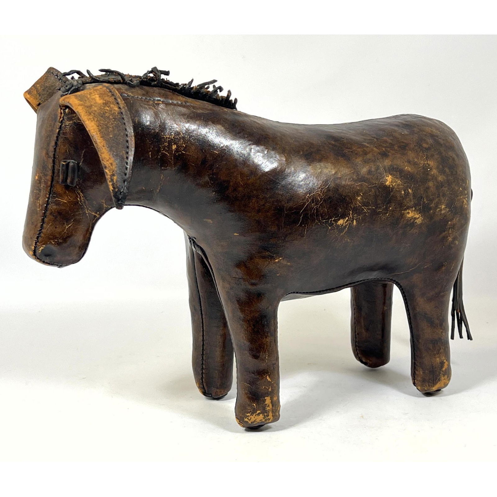 Leather Donkey Figural Footstool Ottoman. Curly leather mane. Attributed to OMERSA FOR ABERCROMBIE & (1 of 10)