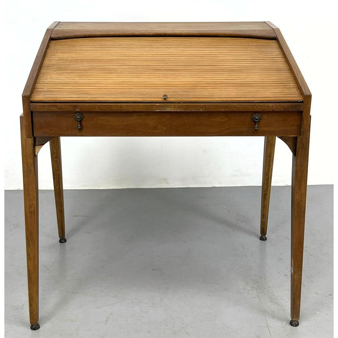 DREXEL American walnut tambour top writing desk  John Colby and sons label. Dated 1955. (1 of 15)