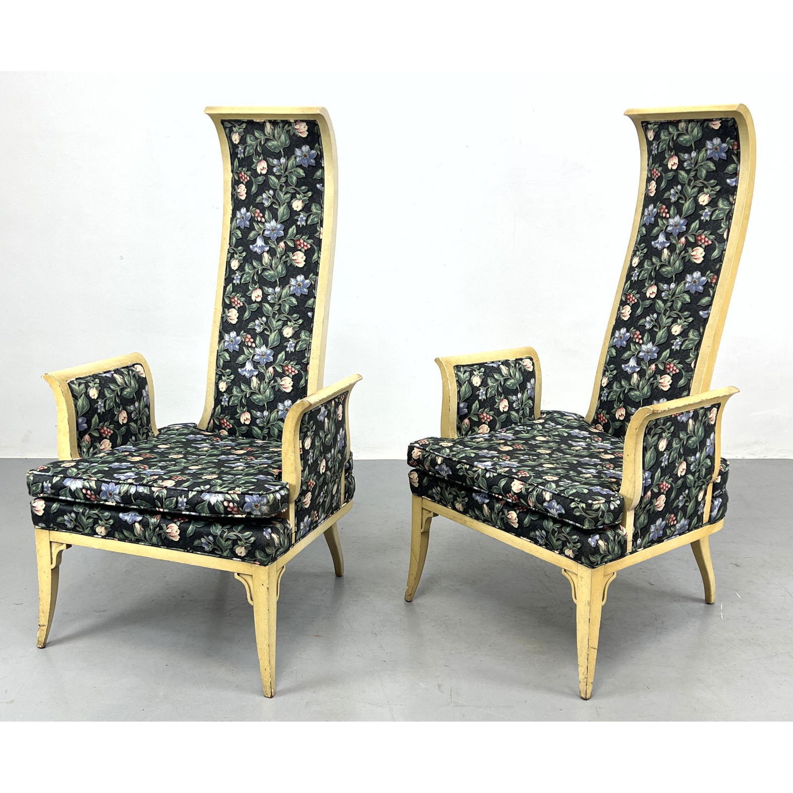Pair Decorator High back Lounge Chairs. (1 of 11)