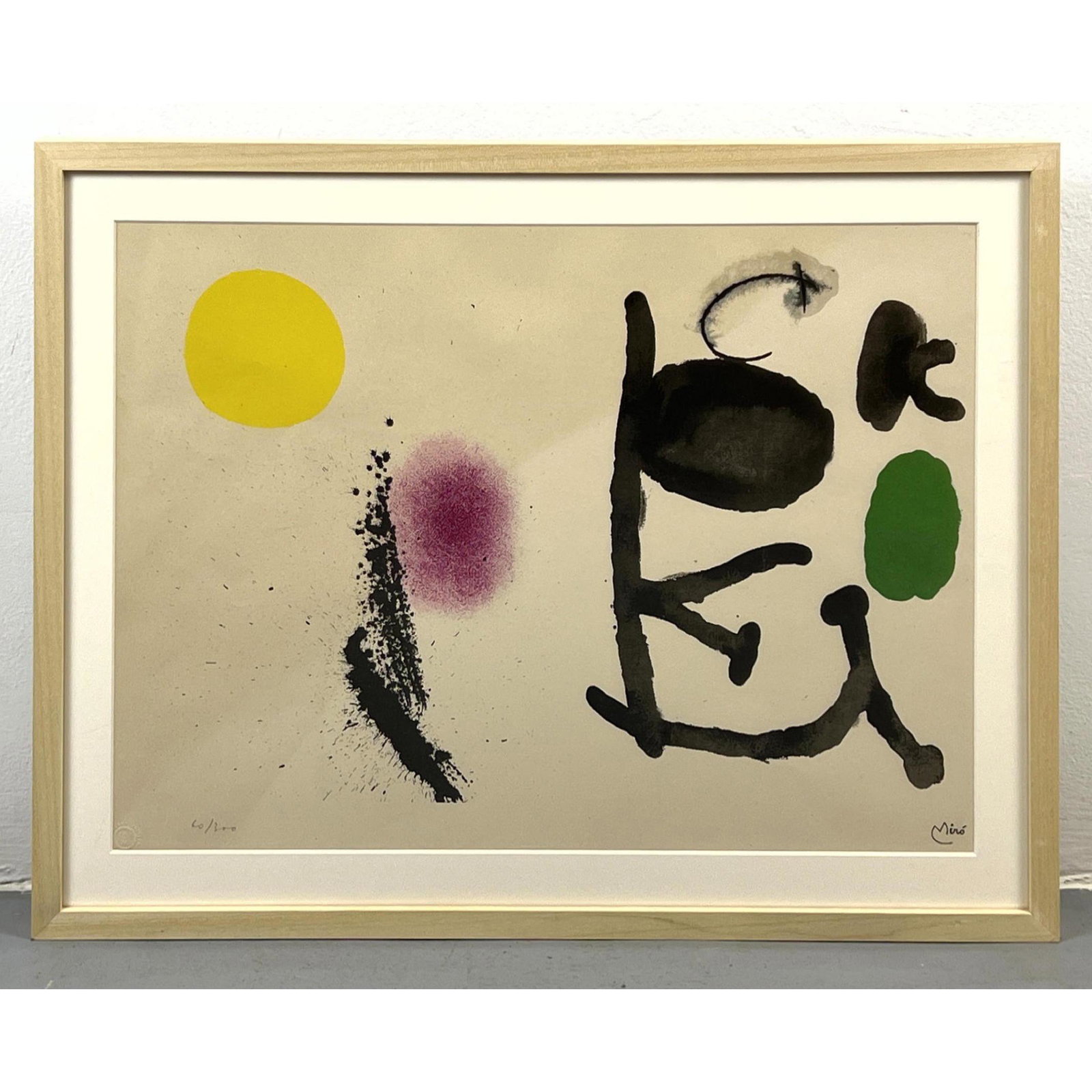 Joan Miro pencil Numbered lithograph print. 60/300. Maeght Editeur. (1 of 7)