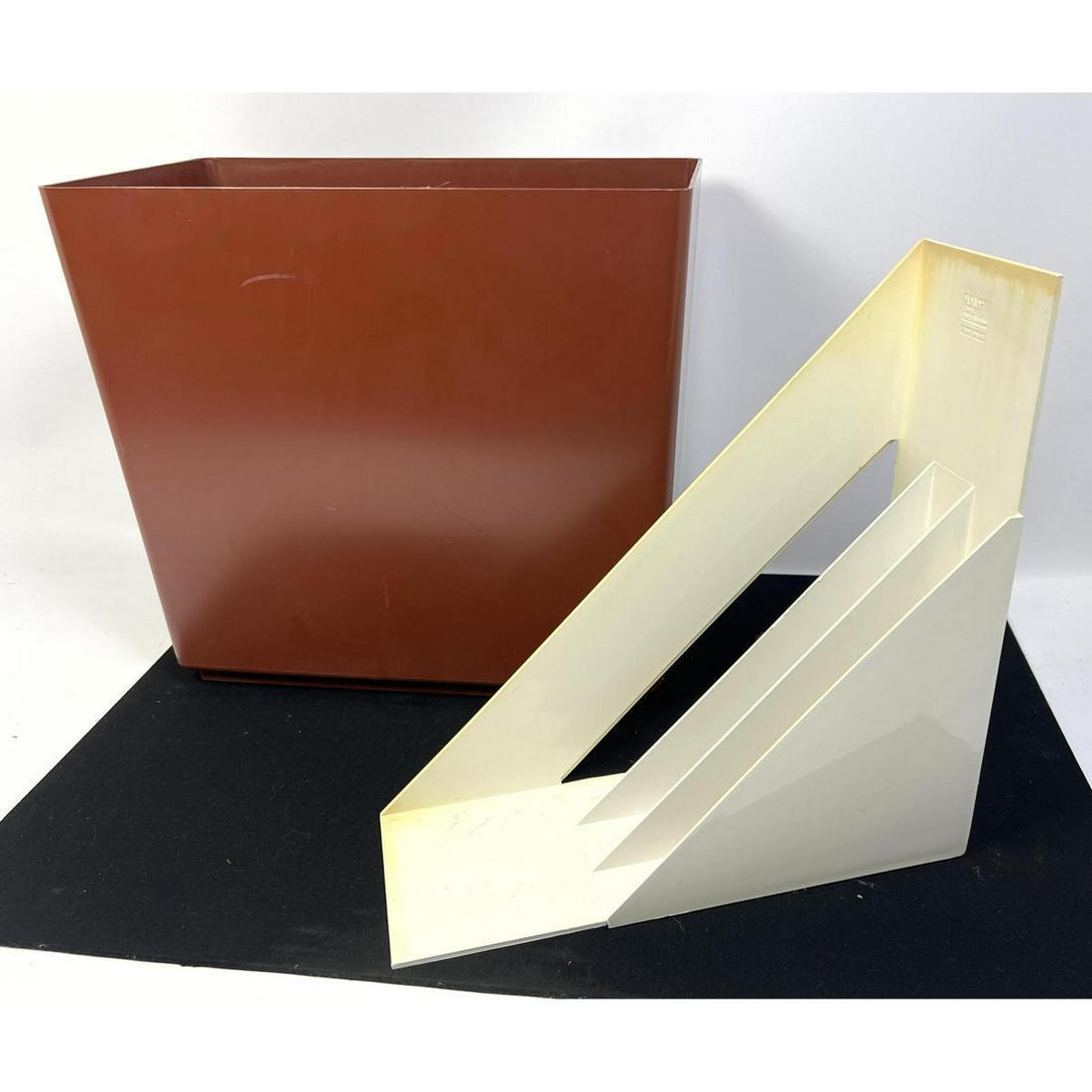 2pcs Mid Century Modern Plastic. Heller record file, Smokador waste bin. (1 of 11)