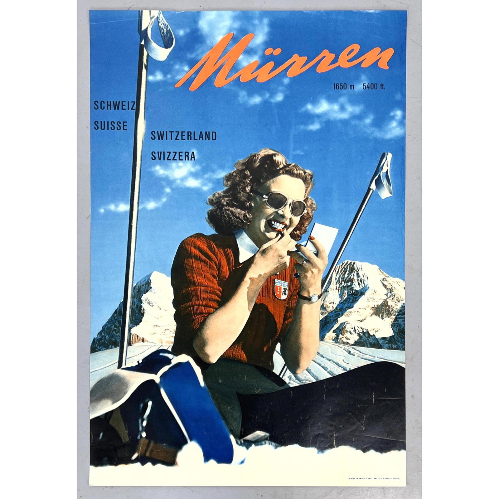 MURREN Switzerland Travel Advertising Poster. Lithograph. Suisse. Printed in Switzerland. (1 of 8)