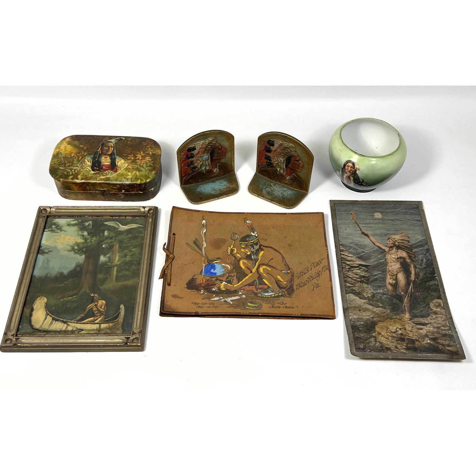 Collection of American Indian miscellaneous assortment. Bookends, photo album etc. (1 of 19)