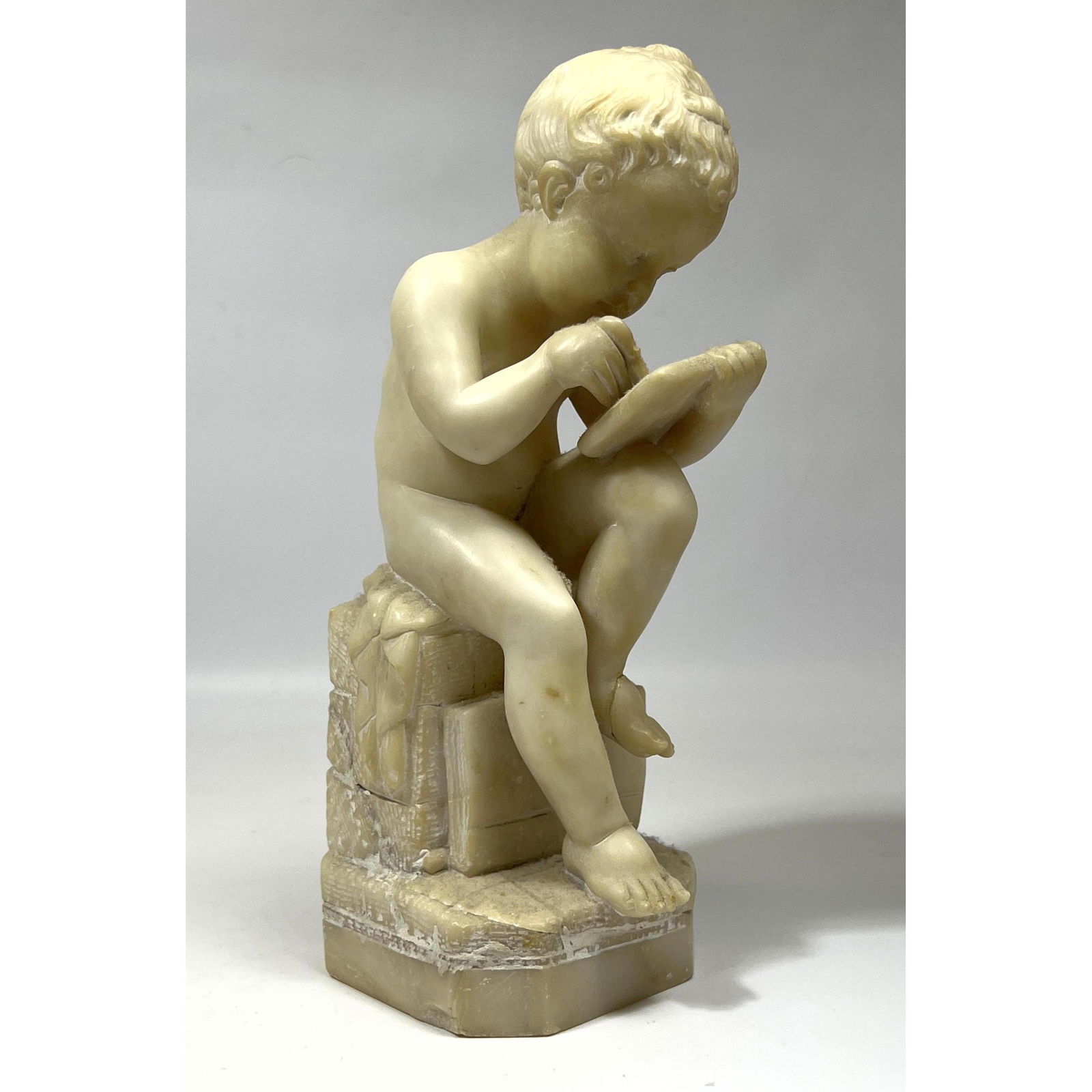 Vintage Carved Alabaster Figural Sculpture. Child Reading. (1 of 7)