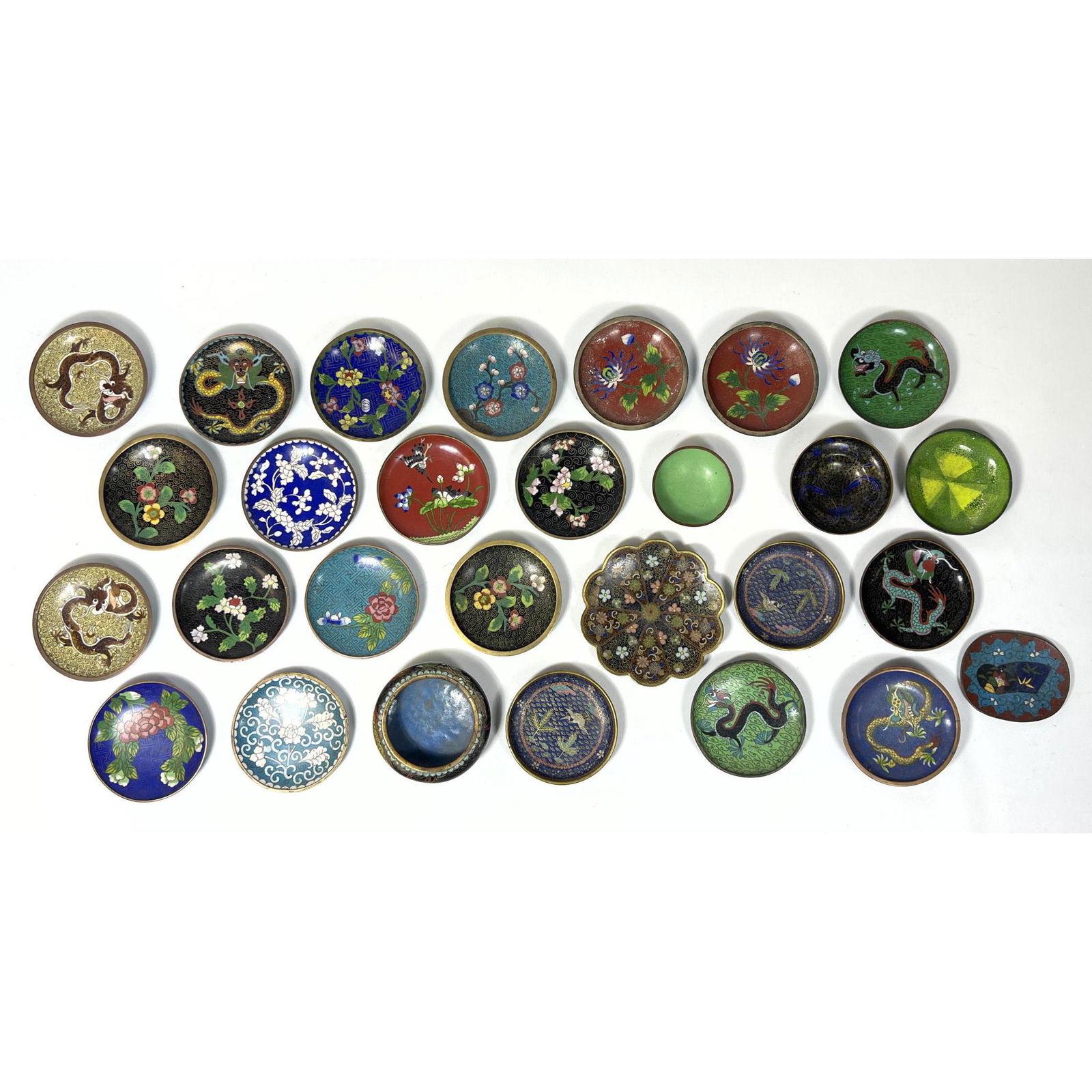 28pc Cloisonne coasters and small dish, plates. Most marked China (1 of 20)