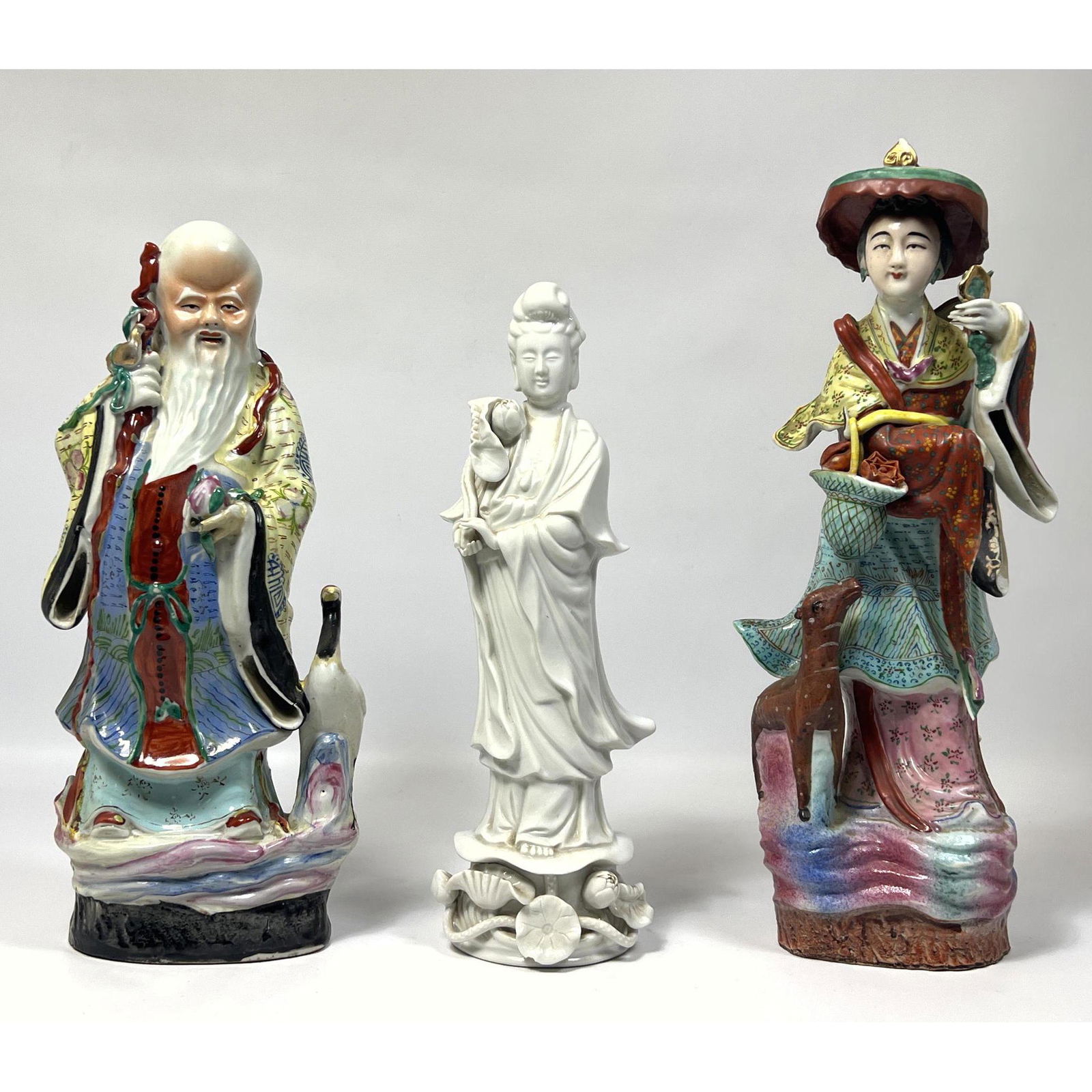 3pc Asian Porcelain or Pottery Figures. (1 of 20)