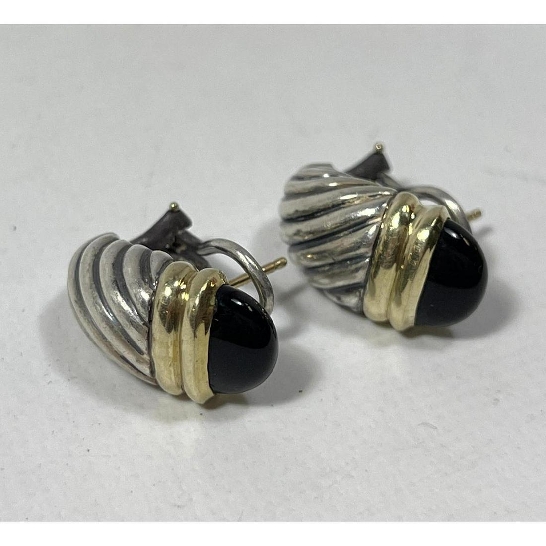 DAVID YURMAN Sterling 14K Gold Shrimp Earrings with Black Onyx. Iconic David Yurman earrings made of (1 of 4)