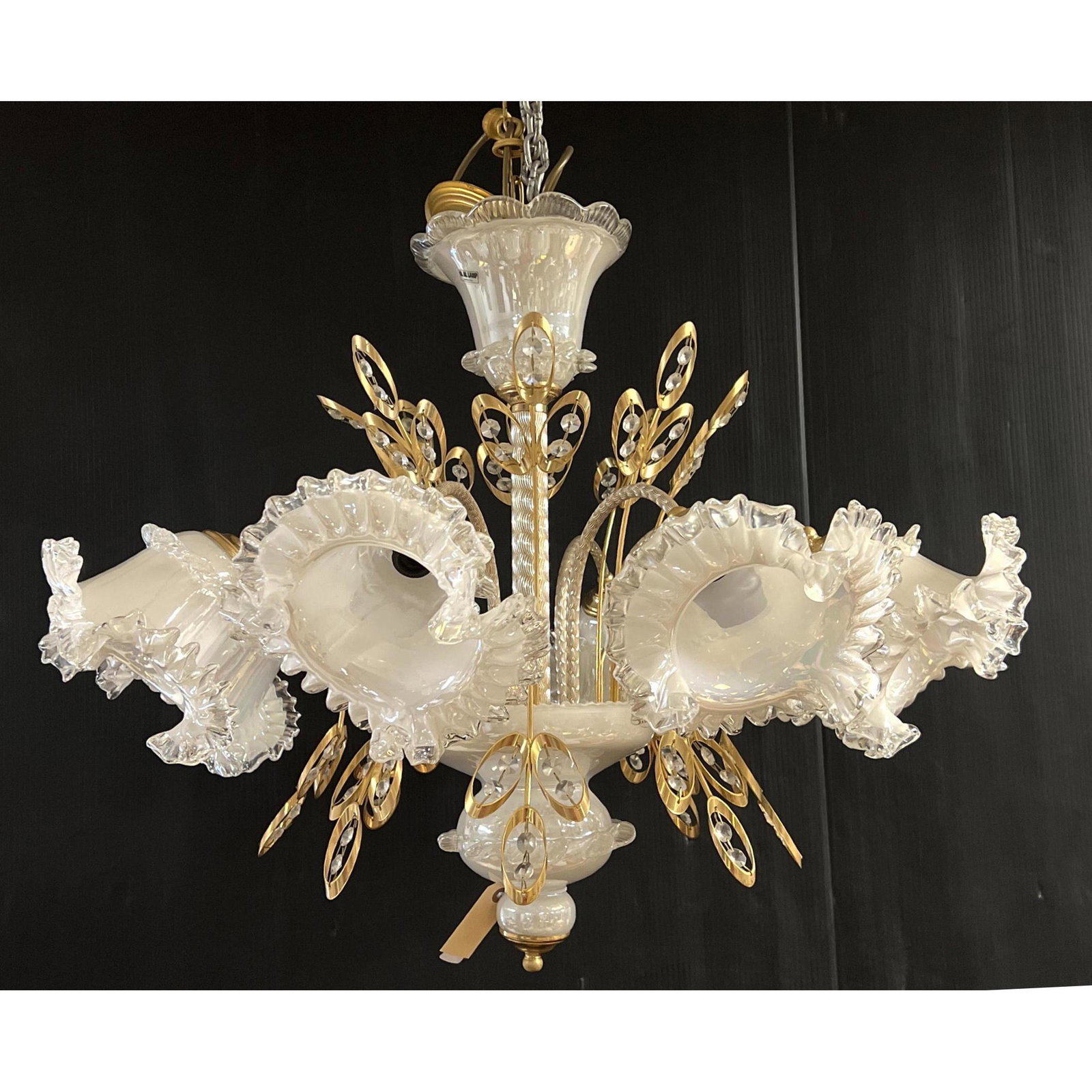 G. M. Italy Fancy Murano Glass Chandelier.: G. M. Italy Fancy Murano Glass Chandelier. Dimensions: H: 23 inches: W: 31 inches: D: 31 inches ---
