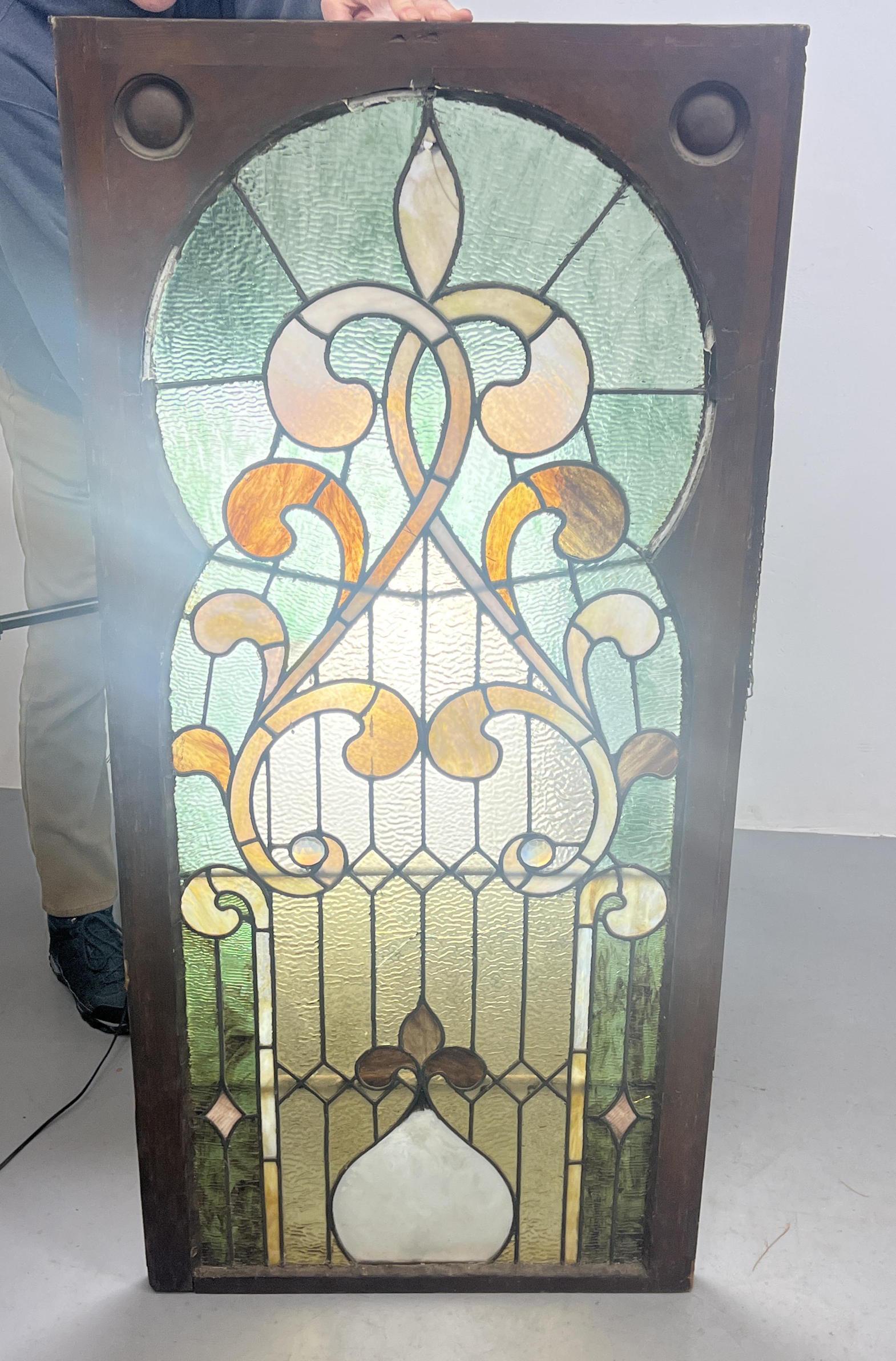 Antique Leaded Glass Window. Stained Glass. (1 of 10)