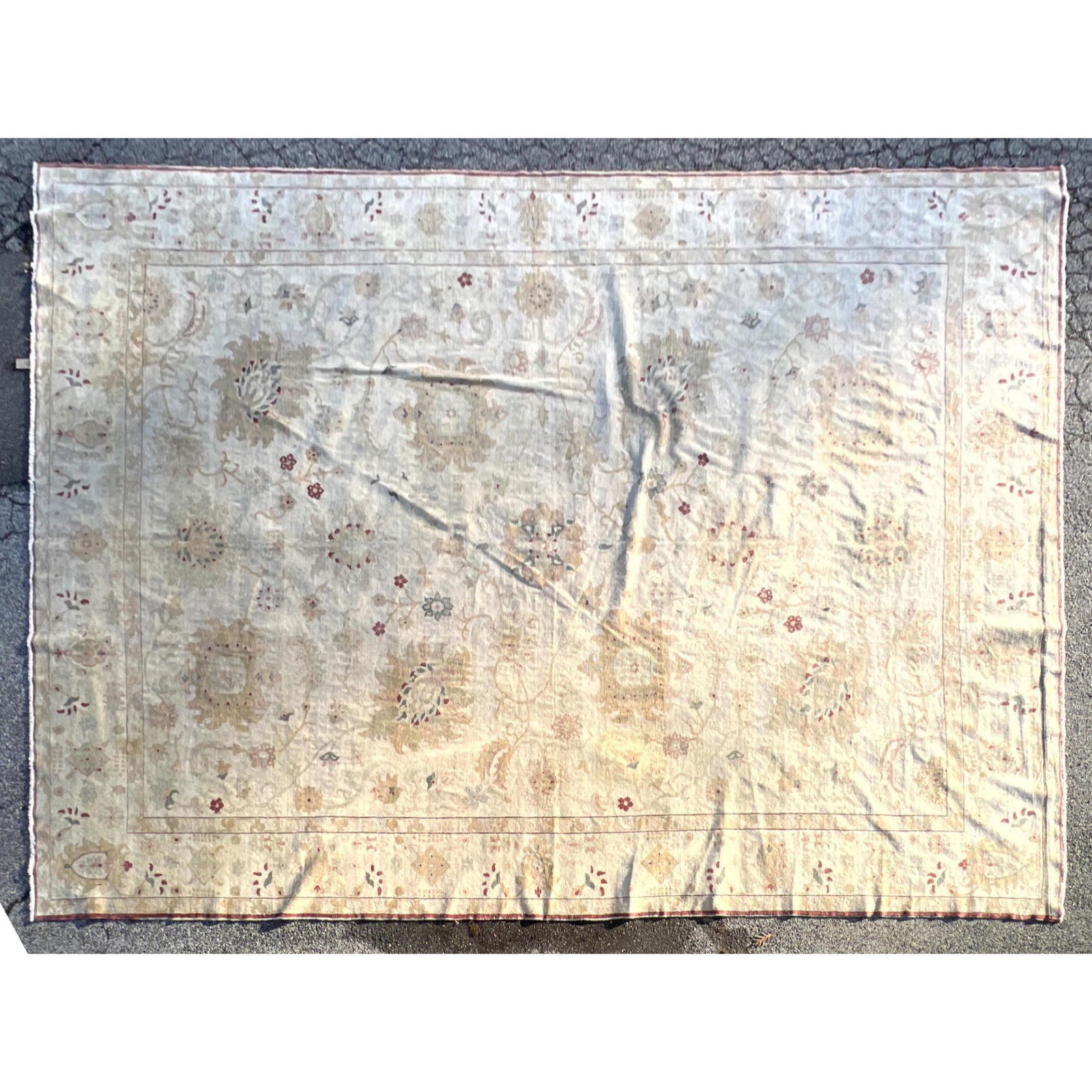 16'9 x 13'4 Handmade Oriental Carpet Rug. Tan field. (1 of 9)