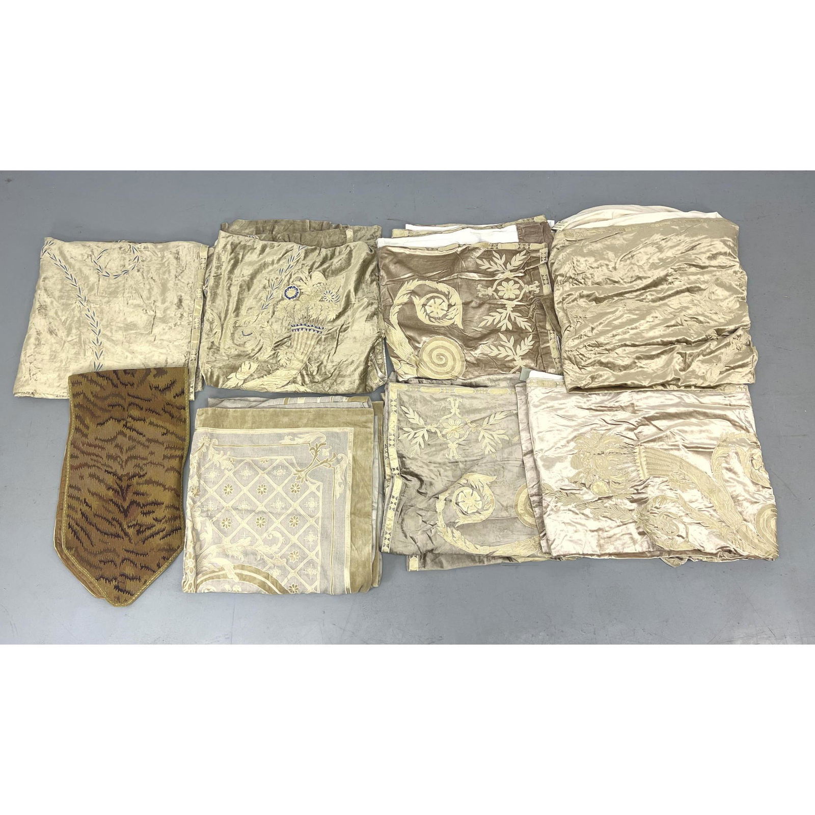 Collection of CALLISTO HOME Embroidered Throws Textiles. Some embroidered velvet. Some with original (1 of 17)