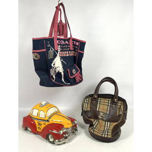 Kitsch Lot. Coach Bag, 1993 H Cavanagh Ceramicar Cookie Jar. Burberry Bag.: Kitsch Lot. Coach Bag, 1993 H Cavanagh Ceramicar Cookie Jar. Burberry Bag. ---