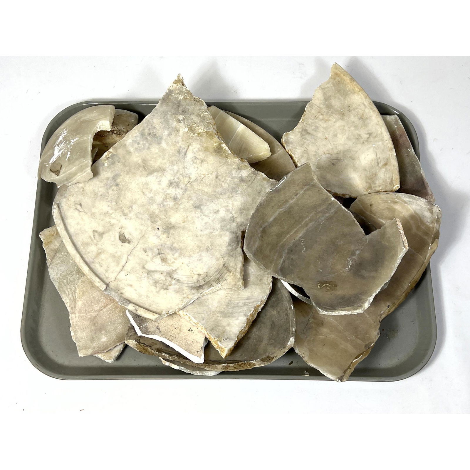 Collection of antique alabaster and plaster shards, fragments.: Collection of antique alabaster and plaster shards, fragments. --- US Shipping charge: In house shipping available. Will be calculated once destination known. Plus insurance at a rate of $1 per hundre