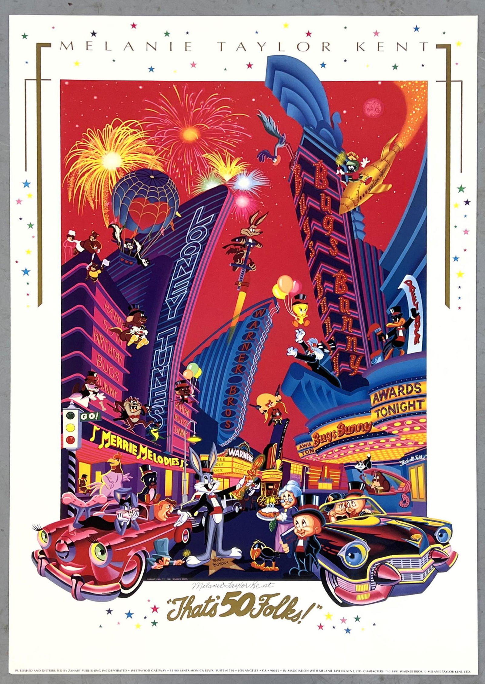 Melanie Taylor Kent Signed Poster Thats 50 Folks. Looney Toons. Unframed. Shipped rolled. (1 of 8)