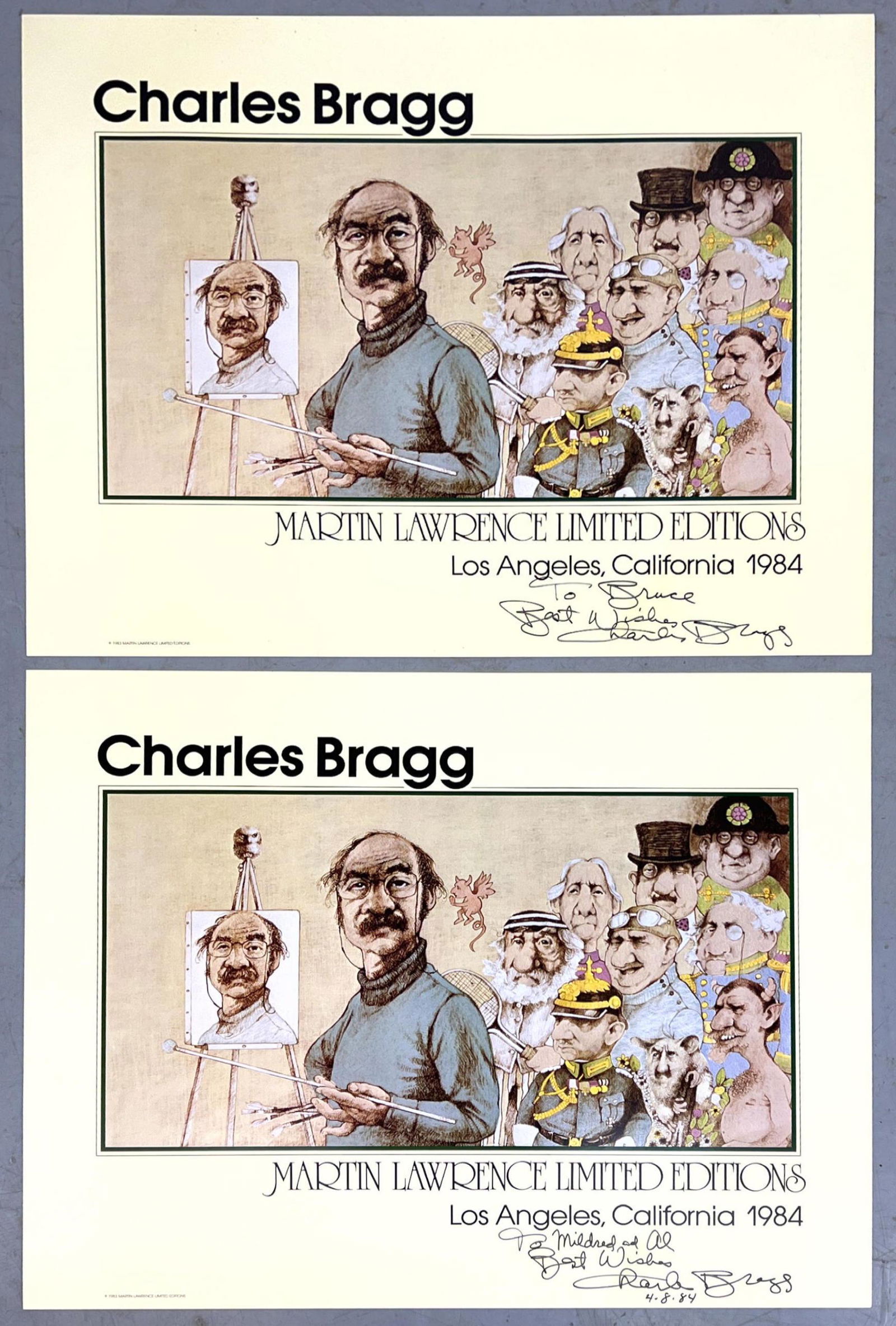 2 Charles Bragg Inscribed and Signed Charles Bragg Exhibition posters. 1984. Unframed. Shipped rolle (1 of 10)