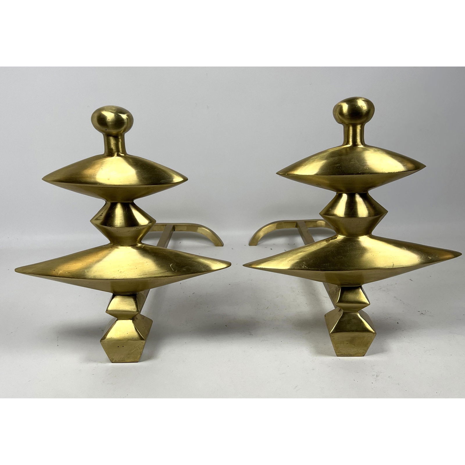 Pr Alberto Giacometti style Bronze Modernist Andirons. Elegant sculptural form. Not vintage. (1 of 8)