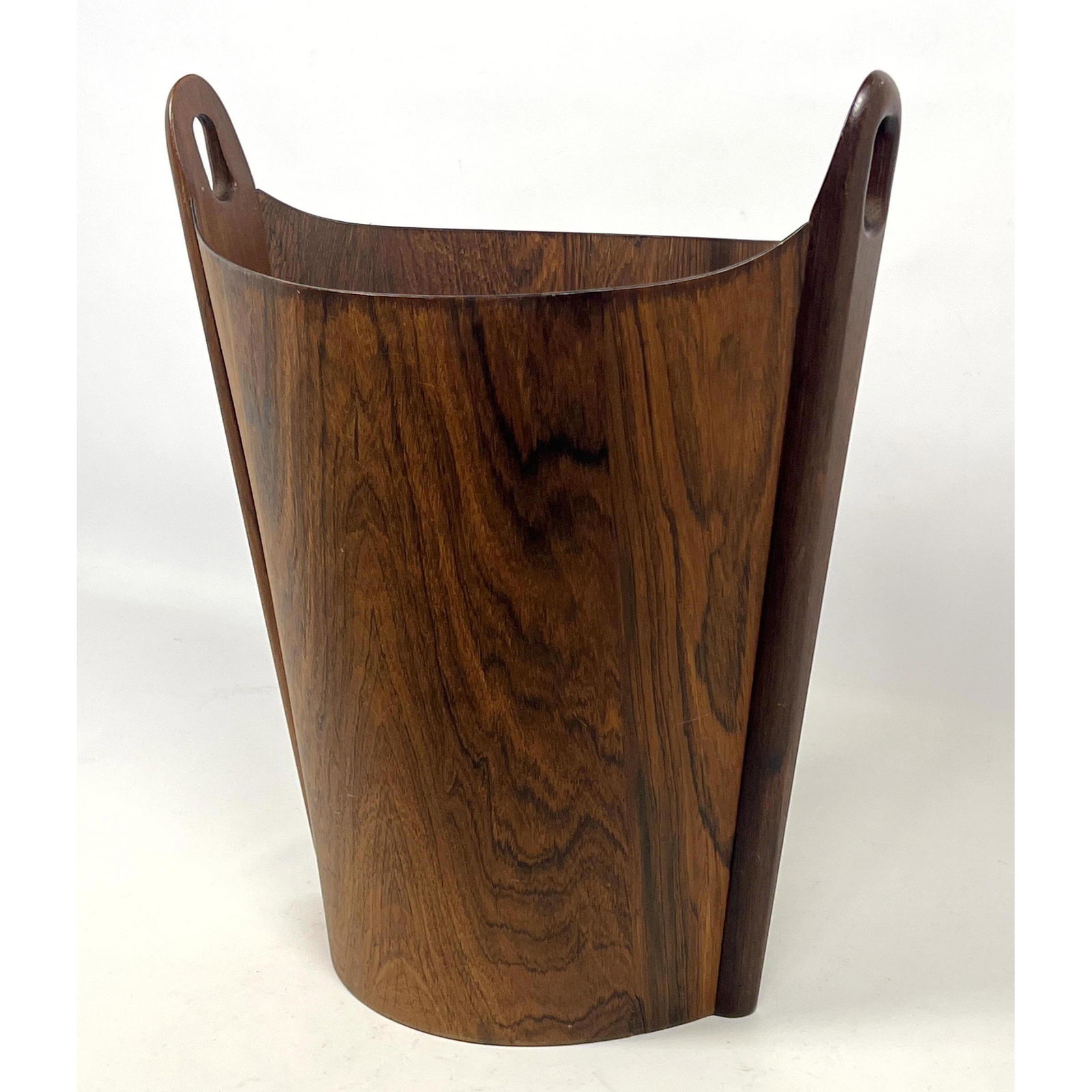 P. S. HEGGEN Norway Rosewood Waste Basket. Trash Can. Great Grain. Marked. (1 of 9)