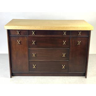 Paul Frankl Cork Top Server Credenza CabinetÐ Johnson Furniture. John Stuart Label.: Paul Frankl Cork Top Server Credenza CabinetÐ Johnson Furniture. John Stuart Label. Dimensions: H: 32 inches: W: 48 inches: D: 23 inches --- Delivery Offer: Uniques offers curbside delivery to NYC, M